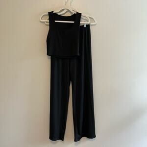 Yozy Size M Black Loungewear Set Crop Top Pants